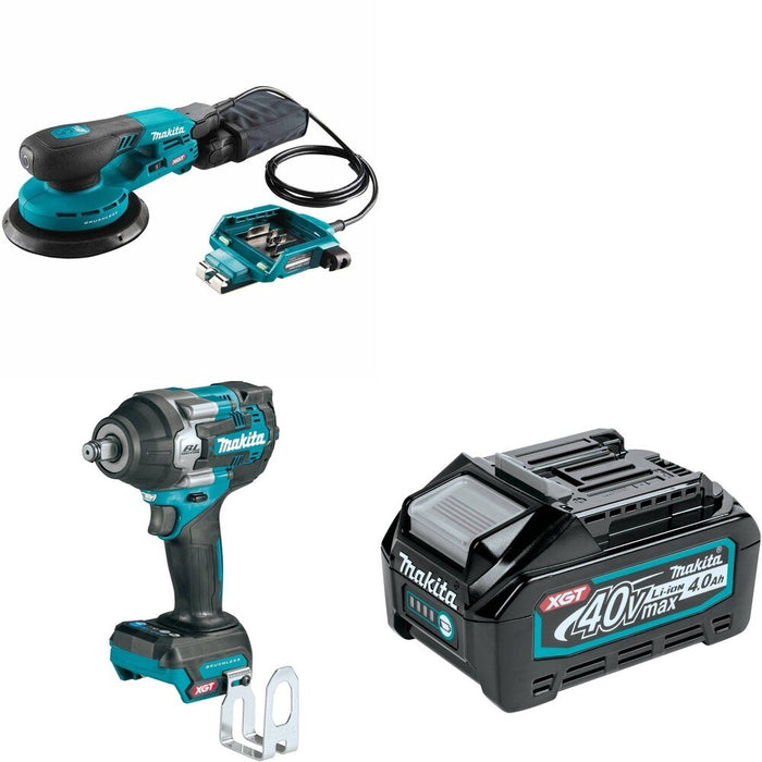 Makita GWT07Z Impact Wrench W/ GOB01CZ Random Orbit Sander and FREE BL4040 Battery