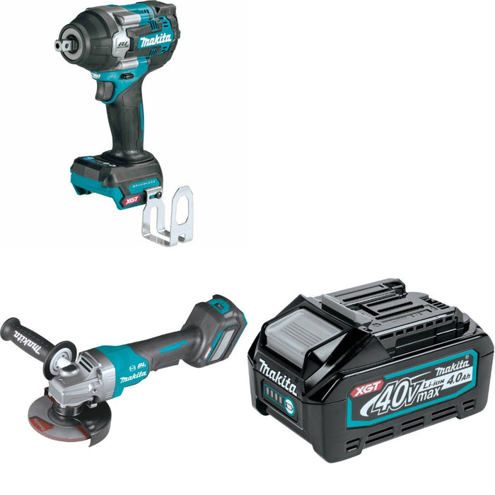 Makita GWT08Z Impact Wrench Kit W/ GAG06Z Grinder and FREE BL4040 Battery