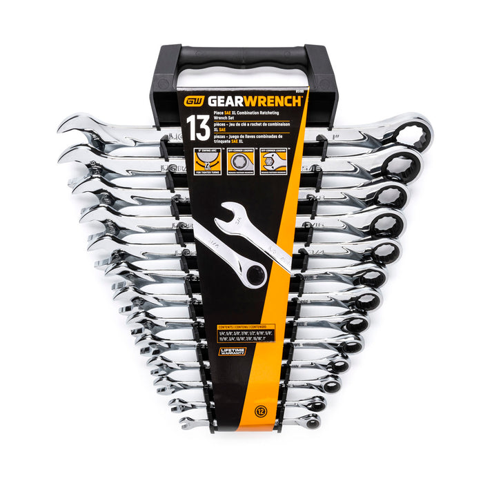 GearWrench 85199 13 Pc. 72-Tooth 12 Point XL Ratcheting Combination SAE Wrench Set - 2