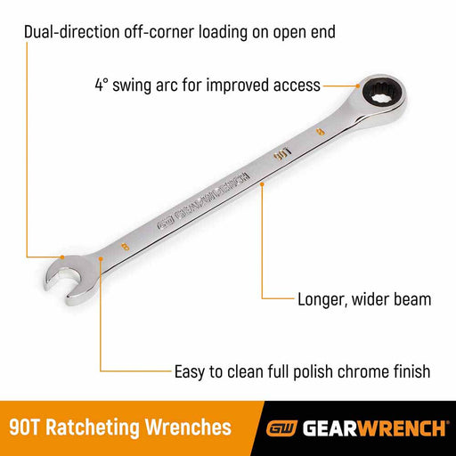 GearWrench 86928 16 Pc. 90-Tooth 12 Point Metric Combination Ratcheting Wrench Set - 2