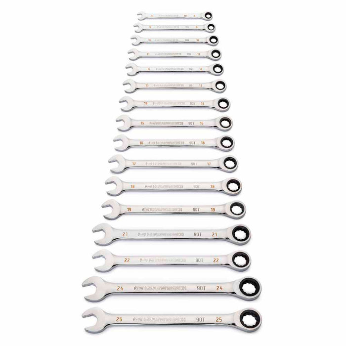 GearWrench 86928 16 Pc. 90-Tooth 12 Point Metric Combination Ratcheting Wrench Set - 4