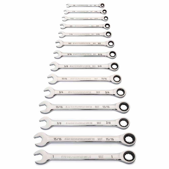 GearWrench 86959 14 Pc. 90-Tooth 12 Point SAE Combination Ratcheting Wrench Set - 5