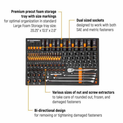 Gearwrench GWMSBBS02 97 Piece 1/4”, 3/8”, 1/2” Drive Bolt Biter™ Mechanics Tool Set in Foam Storage Tray - 2