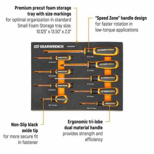 Gearwrench GWMSSCRPH 9 Piece Phillips® Dual Material Screwdriver Set in Foam Storage Tray - 2