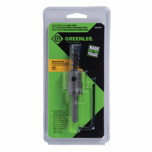 Greenlee 645-011 Quick Change Carbide-Tipped Arbor For 5/8" to 2-1/4" Cutters, 3/8" Shank - 2