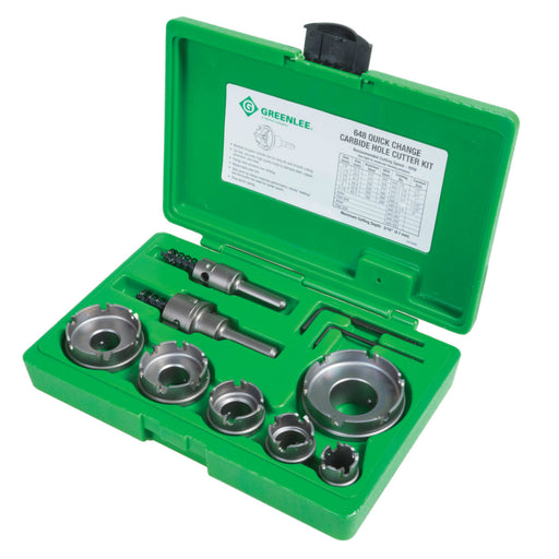 Greenlee 648 8 Piece Quick Change Carbide Hole Cutter Kit, 1/2" - 2-1/2"