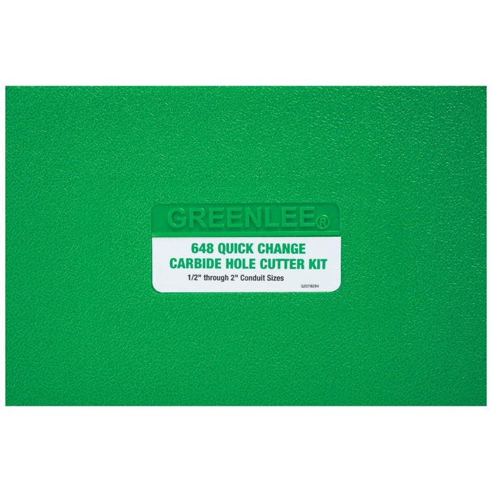 Greenlee 648 8 Piece Quick Change Carbide Hole Cutter Kit, 1/2" - 2-1/2" - 3