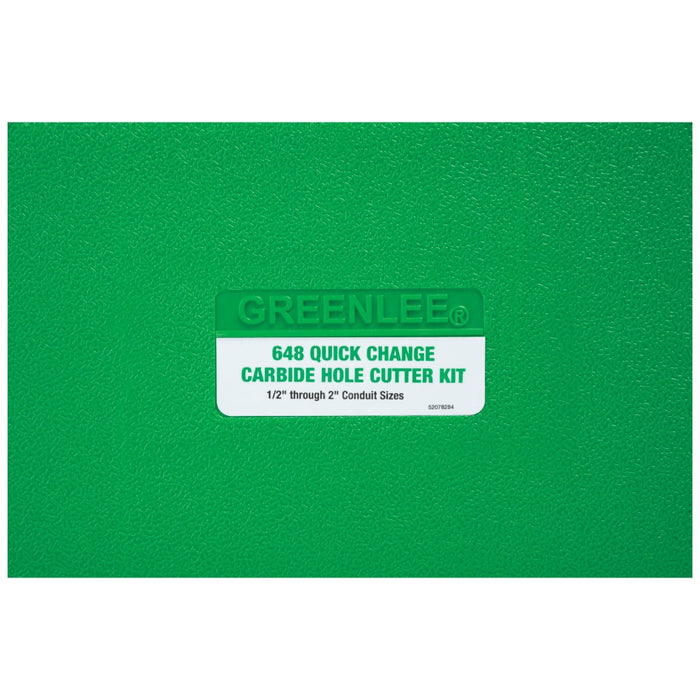 Greenlee 648 8 Piece Quick Change Carbide Hole Cutter Kit, 1/2" - 2-1/2" - 3