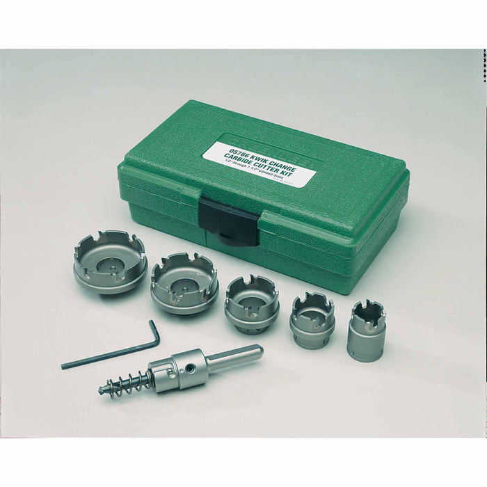 Greenlee 660 Quick Change Stainless Steel Hole Cutter Kit (7/8", 1-1/8", 1-3/8", 1-3/4", 2") - 6