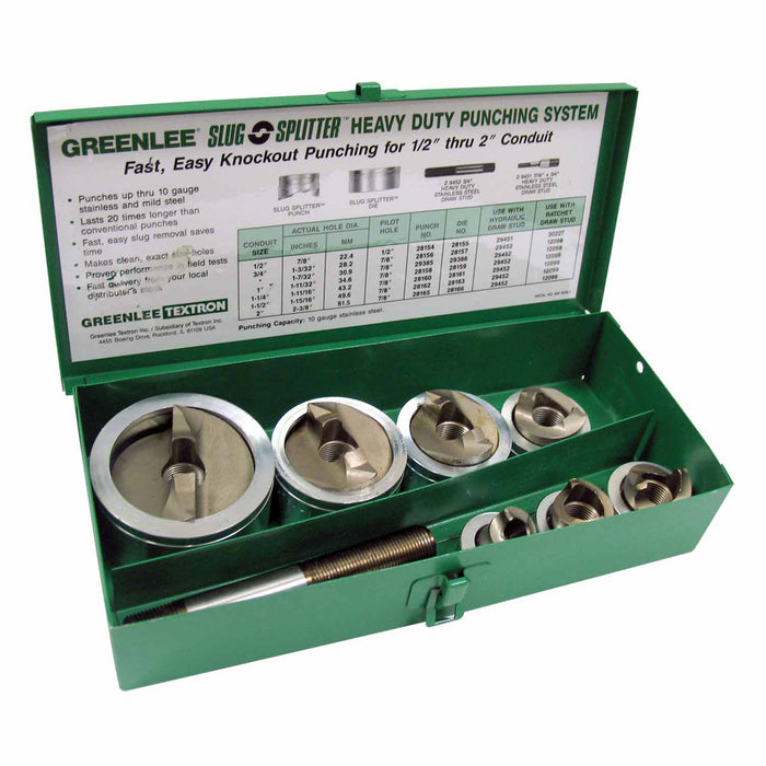 Greenlee 7307 1/2" - 2" Conduit Size Slug-Splitter SC Knockout Punch Kit - 3