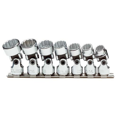 Proto J52102 7-Pieces 3/8" to 3/4" Drive SAE Chrome Socket Set, 12 Point