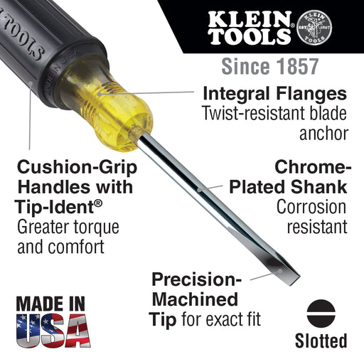 Klein Tools 602-6 5/16" Keystone Tip Screwdriver, Cushion Grip, 6" - 2