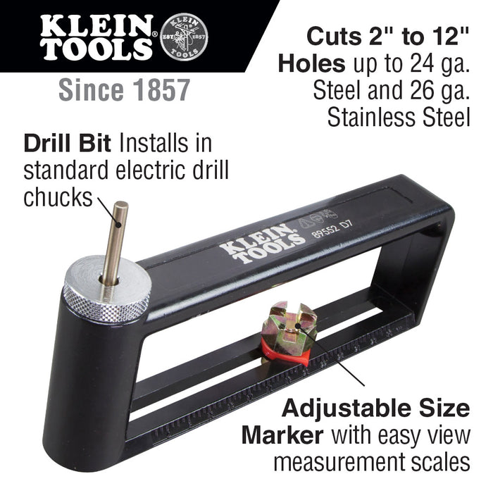 Klein 89552 Hole Cutter for Duct and Sheet Metal, 2 to 12" - 3