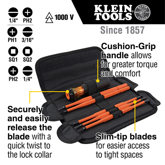 Klein 32288 8-in-1 Insulated Interchangeable Screwdriver Set - 7