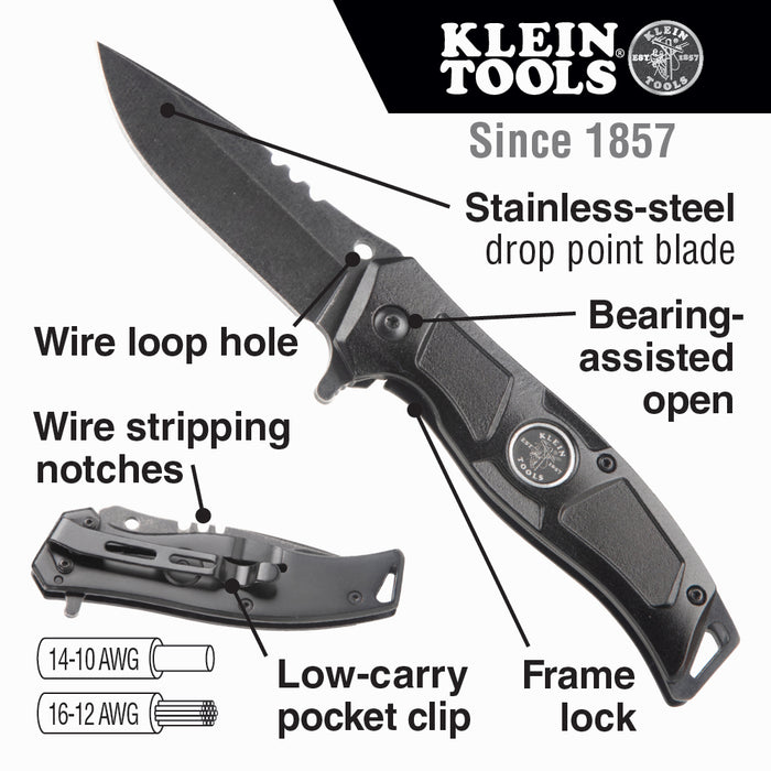 Klein Tools 44228 Electrician’s Bearing-Assisted Open Pocket Knife - 2