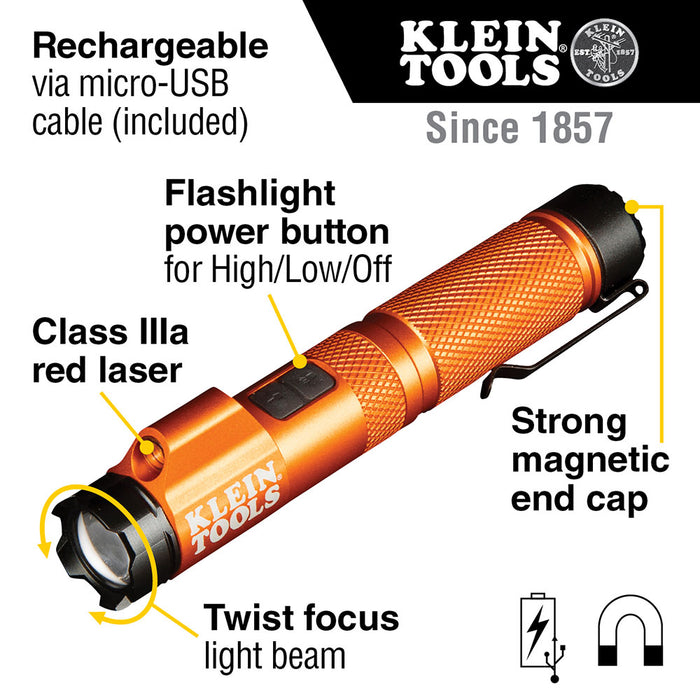 Klein 56040 Rechargeable Focus Flashlight with Laser - 7