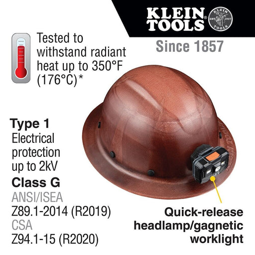 Klein 60447 Hard Hat, KONSTRUCT Series, Full-Brim, Class G, Rechargeable Headlamp - 2