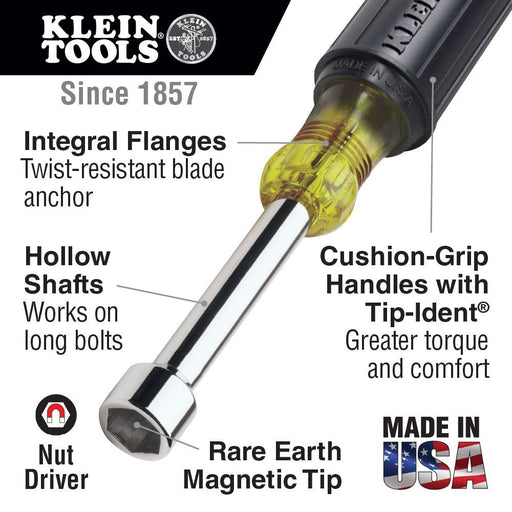 Klein Tools 630-11/32M 11/32" Magnetic Tip Nut Driver, 3" Shaft - 2