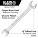 Klein Tools 68462 Open-End Wrench 1/2", 9/16" Ends - 2