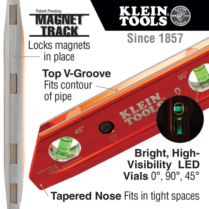 Klein 935RBLT Lighted Torpedo Billet Level, Rare Earth Magnet - 7