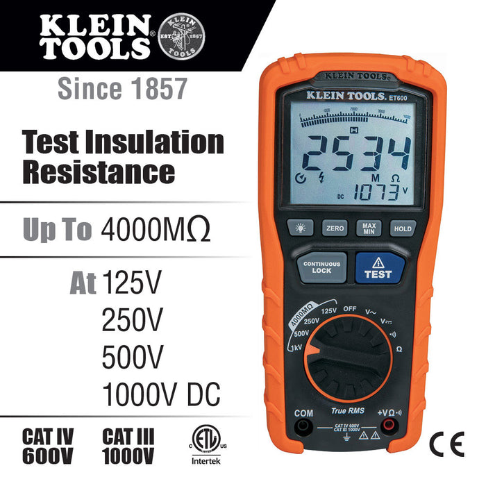 Klein ET600 Insulation Resistance Tester - 13