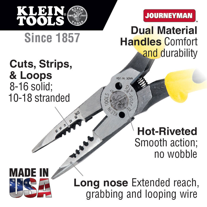 Klein Tools J206-8C All-Purpose Pliers, Spring Loaded - 7