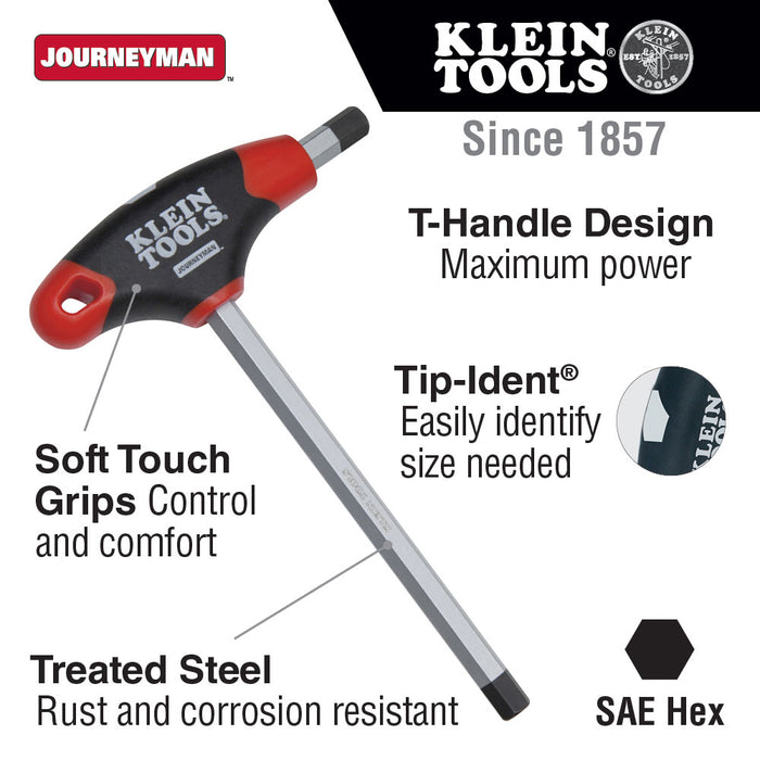 Klein Tools JTH6E08 1/8" Hex Key, Journeyman T-Handle, 6" - 2