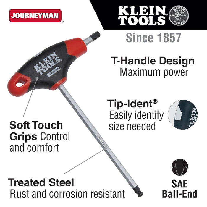 Klein Tools JTH6E13BE 1/4" Ball End Hex Key, T-Handle, 6" - 2