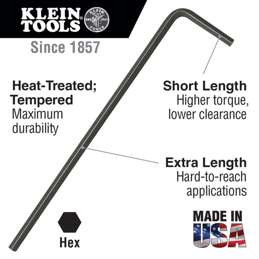 Klein Tools LL14 Long Arm Hex Key, 7/32" - 2