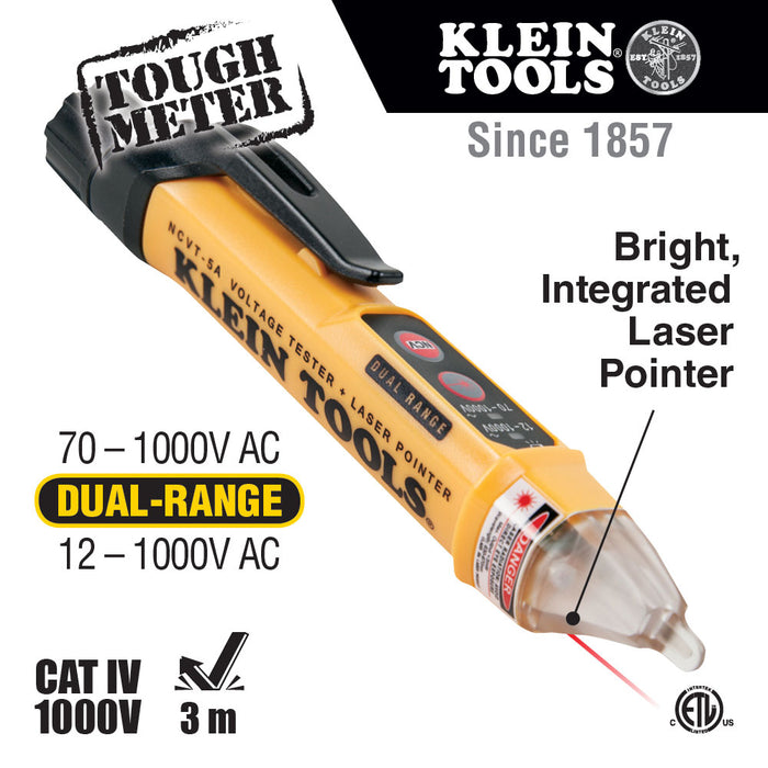 Klein NCVT-5A Dual-Range Non-Contact Voltage Tester w/Laser Pointer - 6