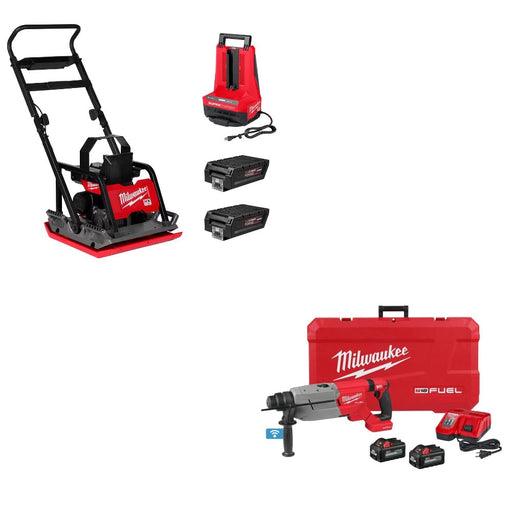 Milwaukee MXF220-2HD 20" Plate Compactor Kit W/ FREE 2916-22 D-Handle Rotary Hammer Kit