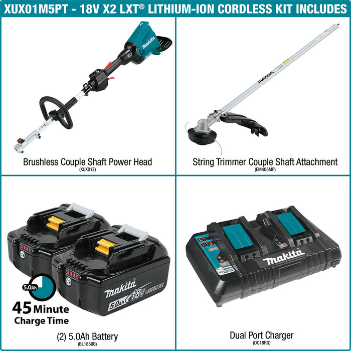 Makita XUX01M5PT 18V X2 (36V) LXT Couple Shaft Power Head Kit (5.0Ah) - 4