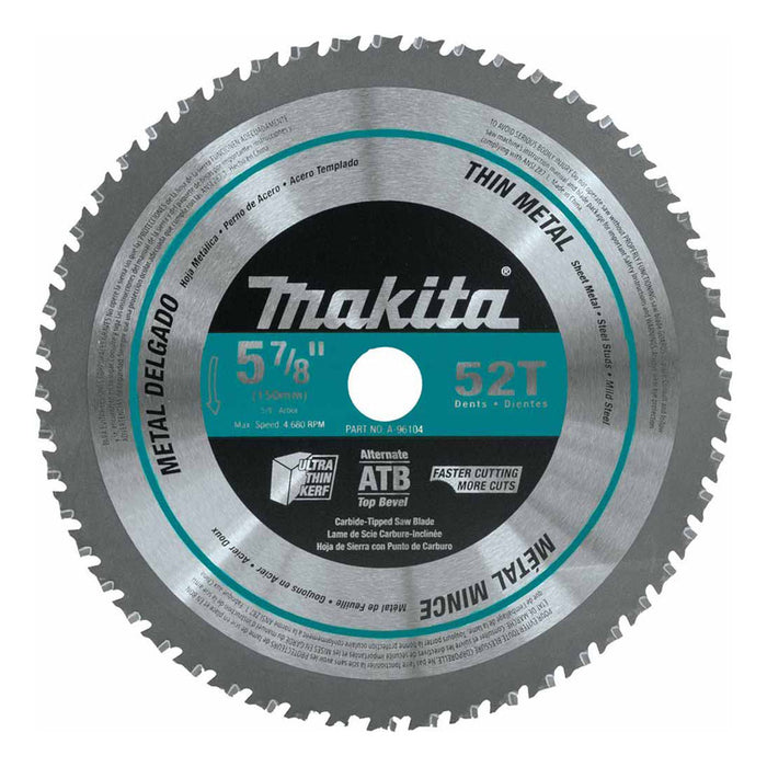 Makita A-96104 5-7/8" 52T Carbide-Tipped Thin Metal Saw Blade