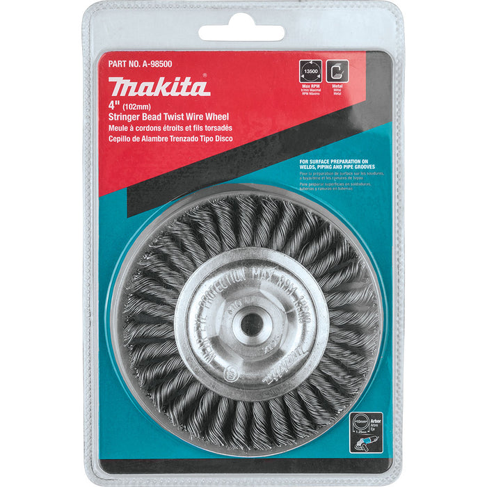 Makita A-98500 4" Stringer Bead Twist Wire Wheel, M10 x 1.25 - 3