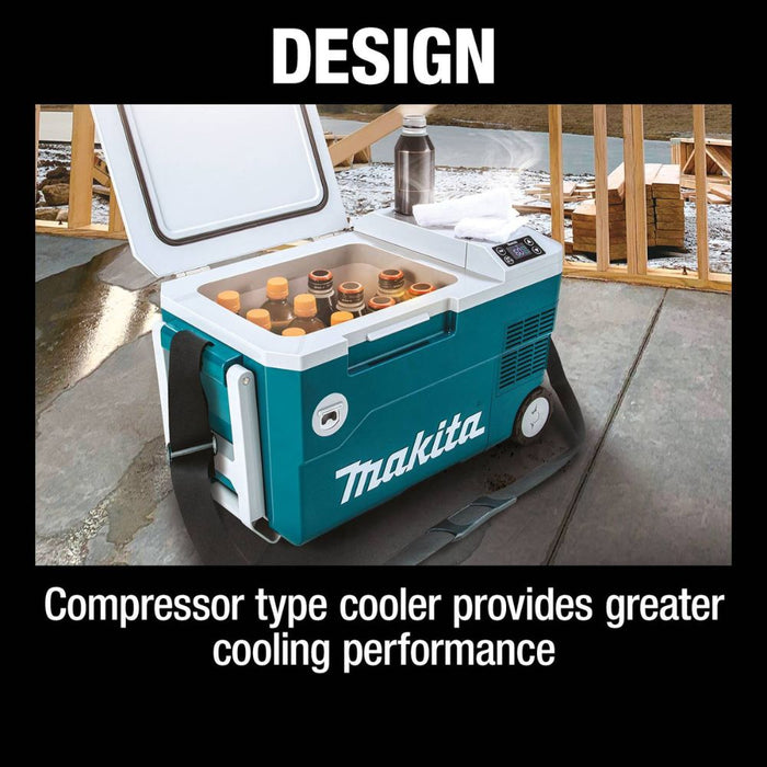 Makita DCW180Z 18V X2 LXT Lithium-Ion, 12V/24V DC Auto, and AC Cooler/Warmer, Tool Only - 12