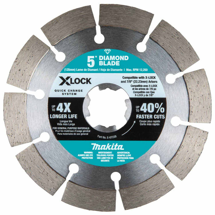 Makita E-07238 X-LOCK 5" Segmented Diamond Blade for Masonry Cutting