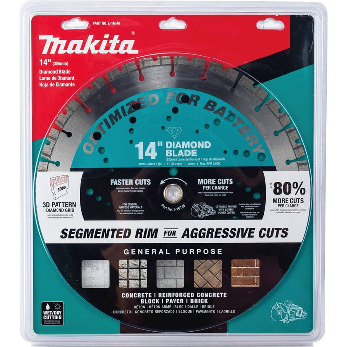 Makita E-16748 14" Thin Kerf Diamond Blade, Segmented, General Purpose - 3