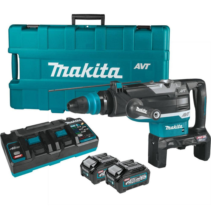 Makita GRH06PM 80V max (40V max X2) XGT Brushless 2" AVT Rotary Hammer Kit, accepts SDS-MAX bits, AFT, dual port charge, AWS Capable, case (4.0Ah)