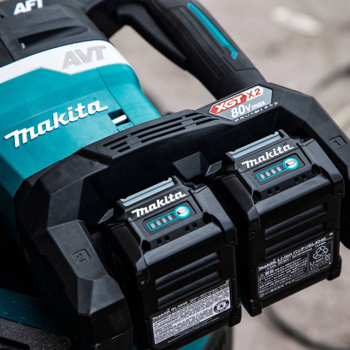 Makita GRH06PM 80V max (40V max X2) XGT Brushless 2" AVT Rotary Hammer Kit, accepts SDS-MAX bits, AFT, dual port charge, AWS Capable, case (4.0Ah)