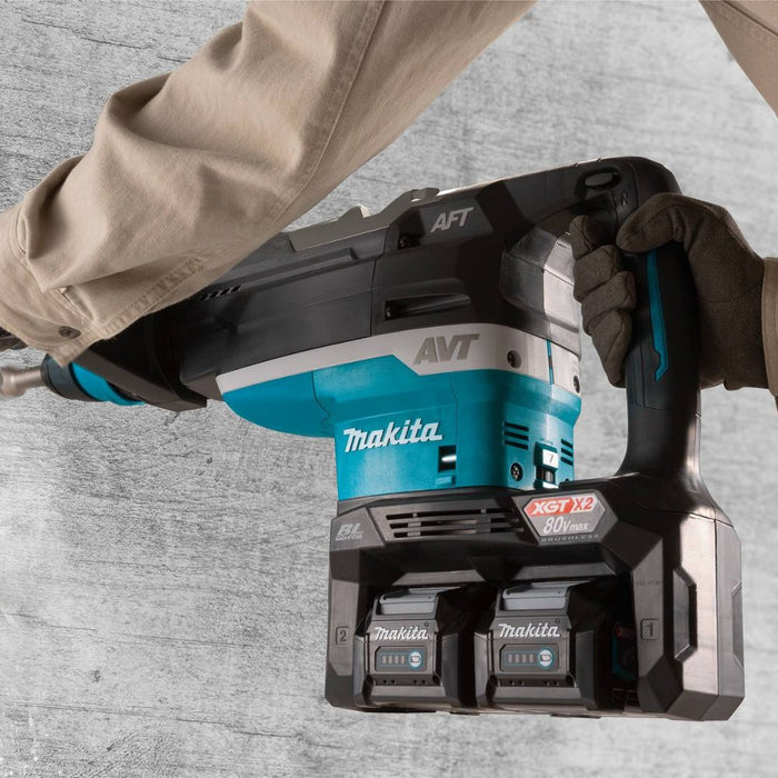 Makita GRH06PM 80V max (40V max X2) XGT Brushless 2" AVT Rotary Hammer Kit, accepts SDS-MAX bits, AFT, dual port charge, AWS Capable, case (4.0Ah)