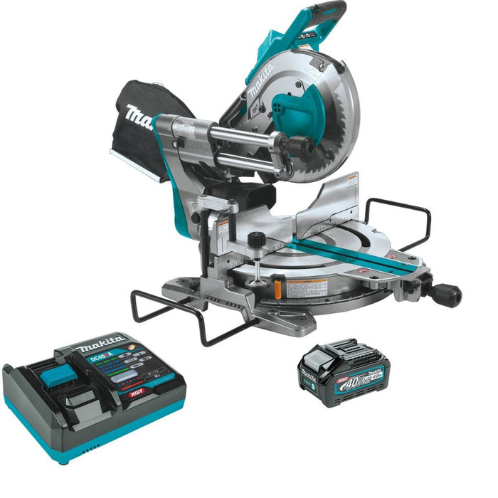 Makita GSL03M1 40V max XGT Brushless Cordless 10" Dual-Bevel Sliding Compound Miter Saw Kit, AWS Capable, with one battery (4.0Ah)