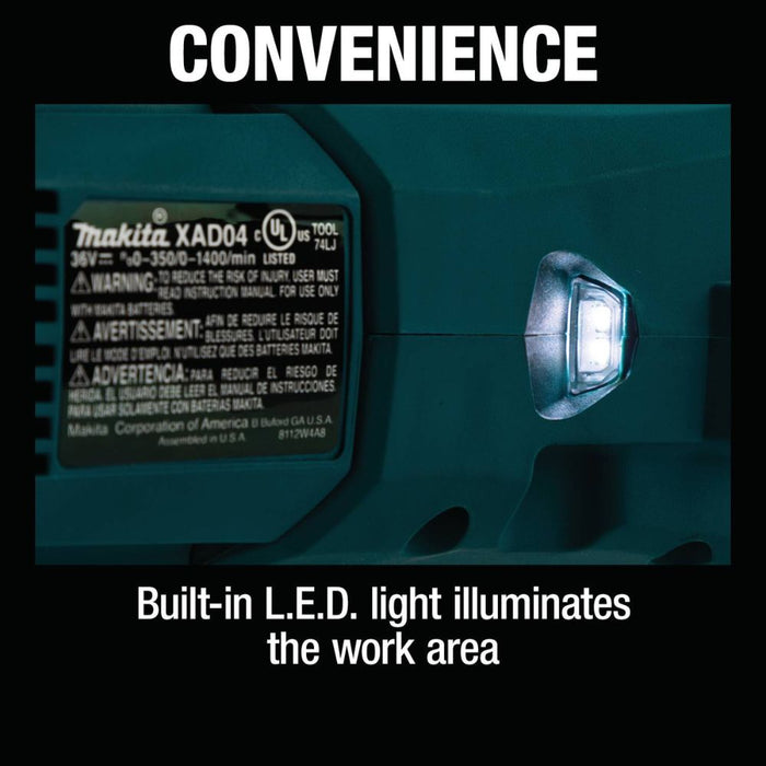 Makita XAD04PT 36V (18V X2) LXT Brushless 7/16" Hex Right Angle Drill Kit (5.0Ah) - 11