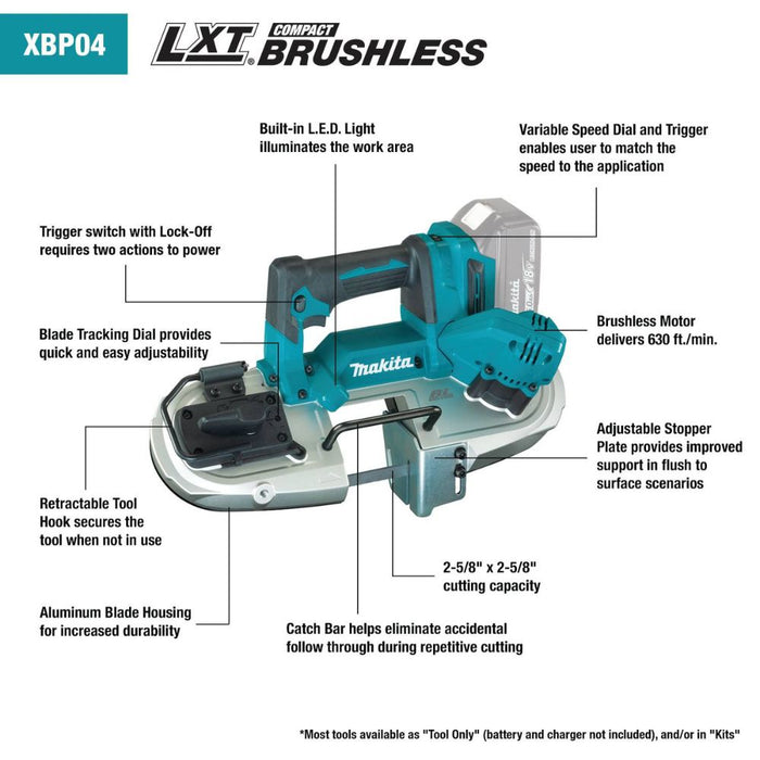 Makita XBP04Z 18V LXT Lithium-Ion Compact Brushless Cordless Band Saw (Tool Only) - 2