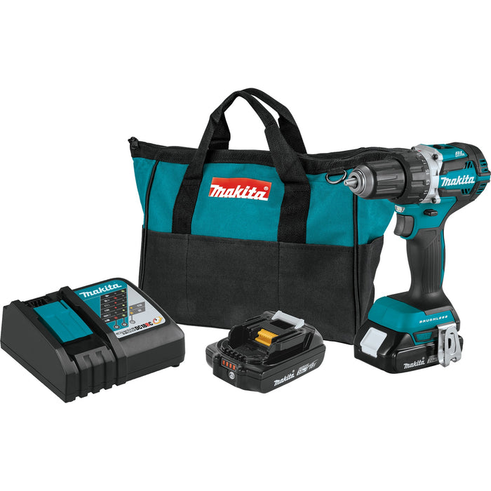 Makita XFD12R 18V LXT Li-Ion Compact Brushless Cordless 1/2" Driver-Drill Kit, 2.0 Ah