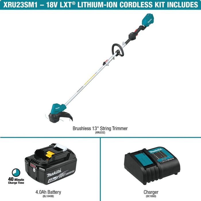 Makita XRU23SM1 18V LXT Lithium-Ion Brushless Cordless 13" String Trimmer Kit, with one battery (4.0Ah) - 5