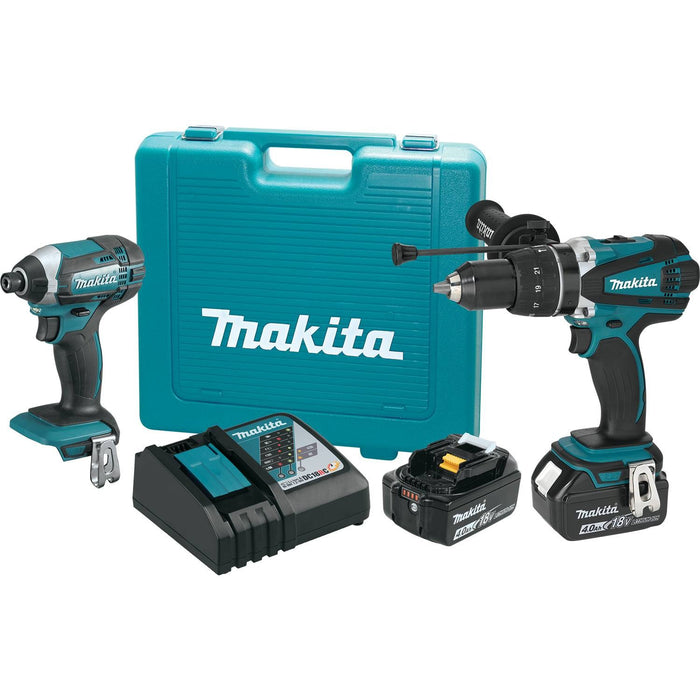 Makita XT263M 18V LXT Li-Ion Cordless 2-Piece Combo Kit (Hammer Drill/ Impact Driver) 4.0 Ah