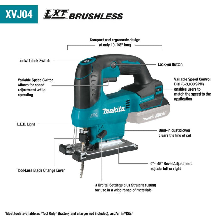 Makita XVJ04Z 18V LXT Lithium-Ion Brushless Cordless Jig Saw (Tool Only) - 2