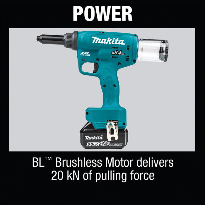 Makita XVR02T 18V LXT Lithium-Ion Brushless Cordless Rivet Tool Kit(5.0Ah) - 6