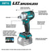 Makita XWT15T 18V LXT Lithium-Ion Brushless Cordless 4-Speed 1/2" Sq. Drive Impact Wrench Kit w/ Detent Anvil, var. spd., rev., L.E.D. Light, bag (5.0Ah) - 2