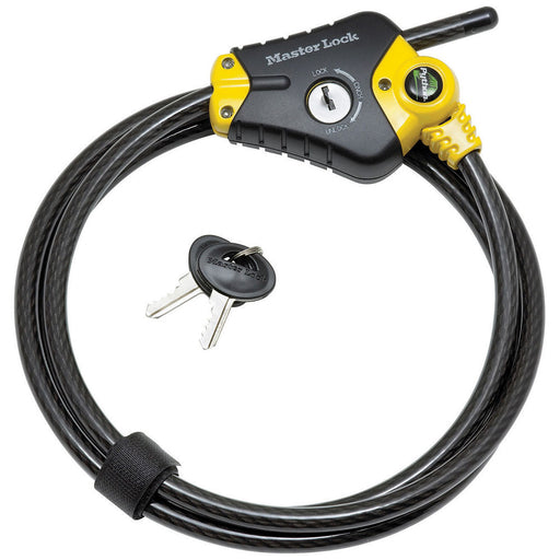 MasterLock 8413DPF 6' x 3/8" Python Adjustable Locking Cable, Yellow and Black